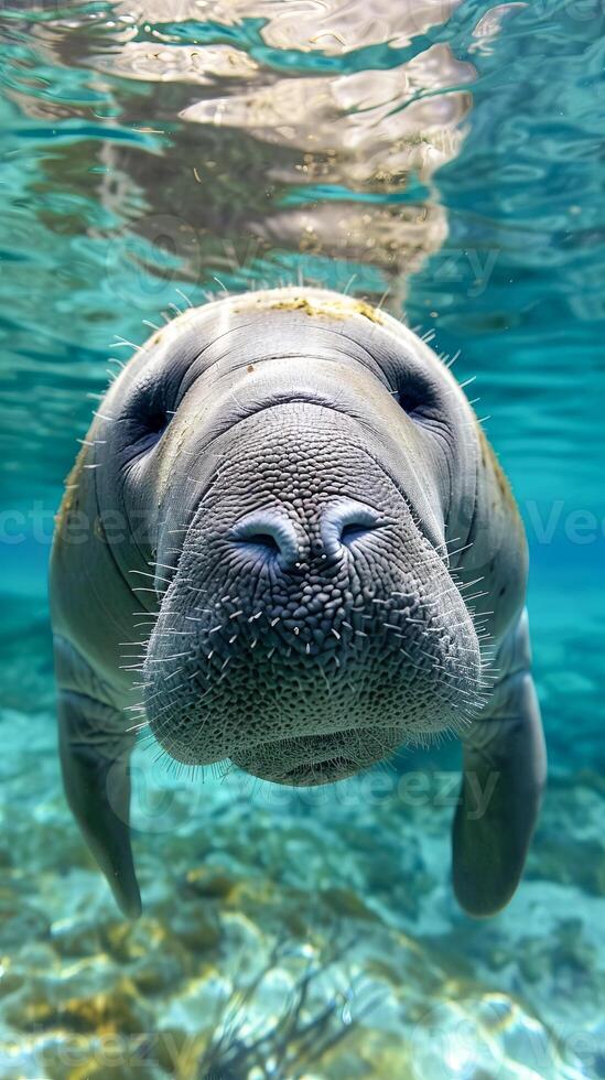 Curious Manatee in Clear Aquatic Environment photo