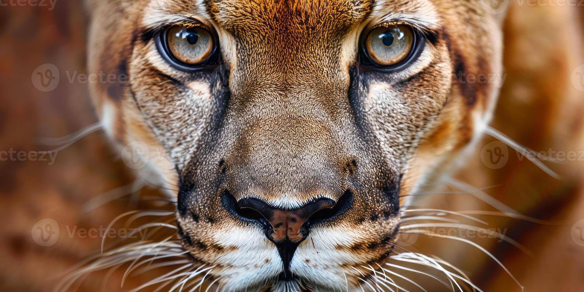 Close-up of a cougar's intense and piercing gaze photo