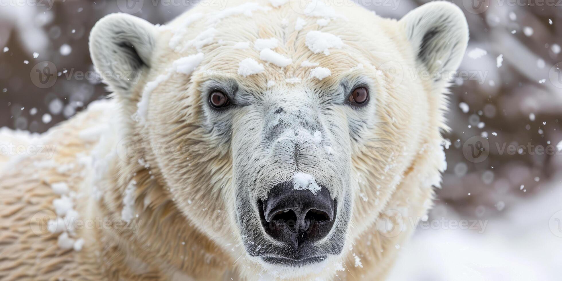 Majestic polar bear in a snowy winter landscap photo