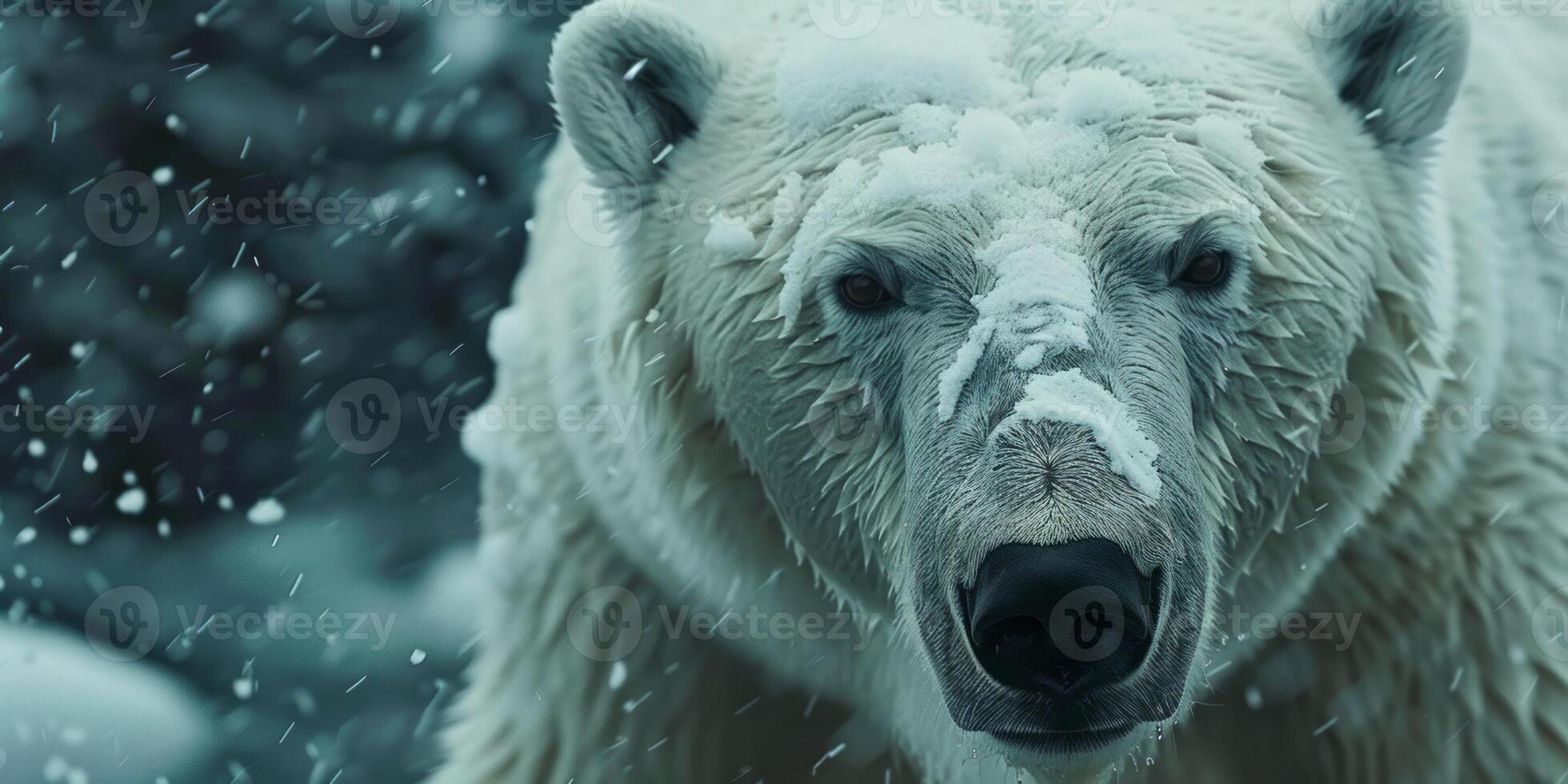 Polar bear enduring harsh winter conditions photo