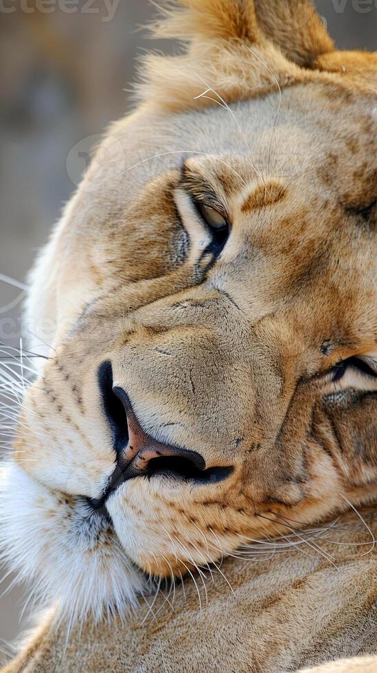 Resting lioness in a relaxed pose photo