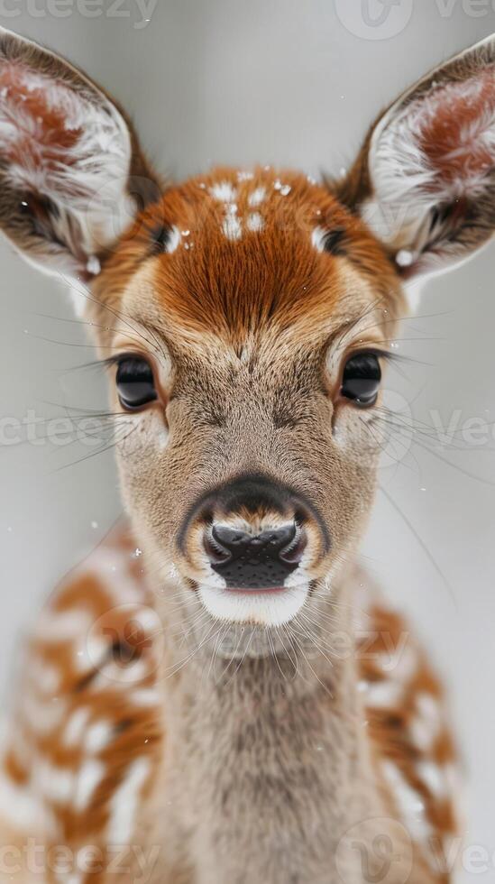 Adorable fawn looking curiously at the camera photo