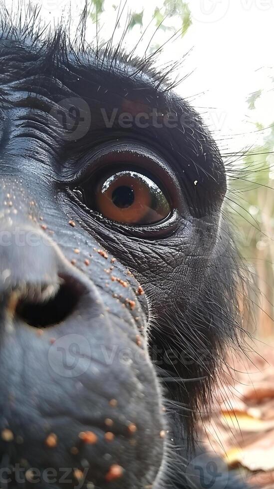 Extreme close-up of monkey's eye and face photo