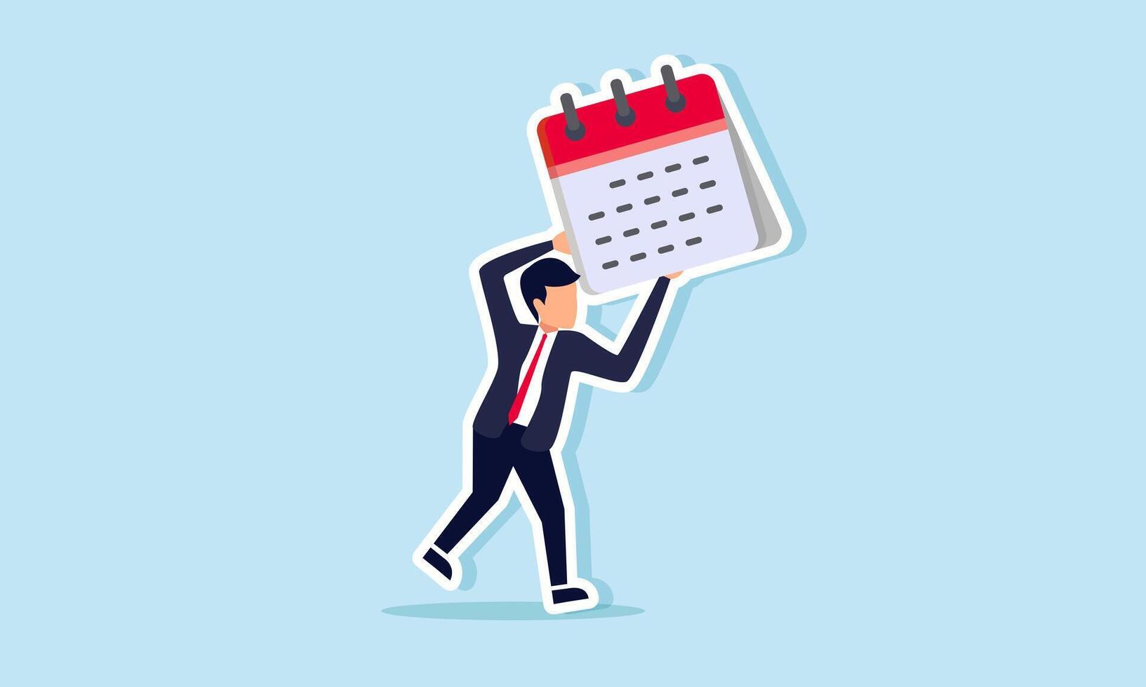 Timely in completing tasks and recording all upcoming agendas concept of A businessman eager to complete tasks while carrying his agenda calendar vector