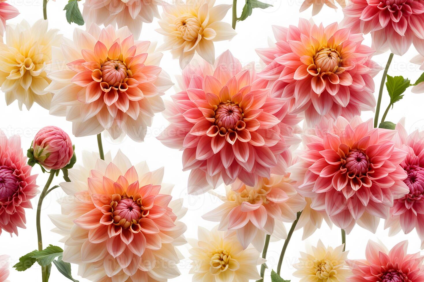Dahlias flowers white background photo