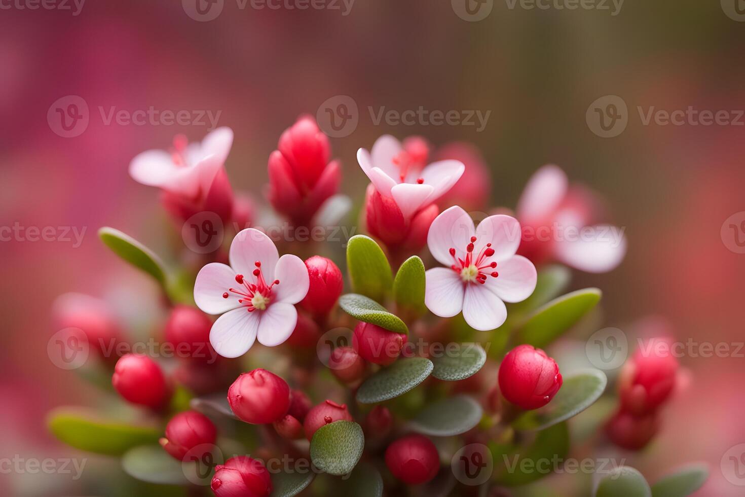 Bearberry flowers bokeh background photo