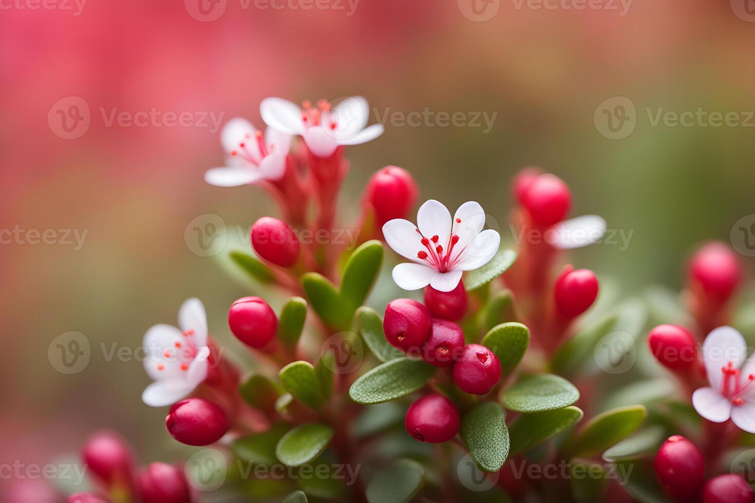 Bearberry flowers bokeh background photo