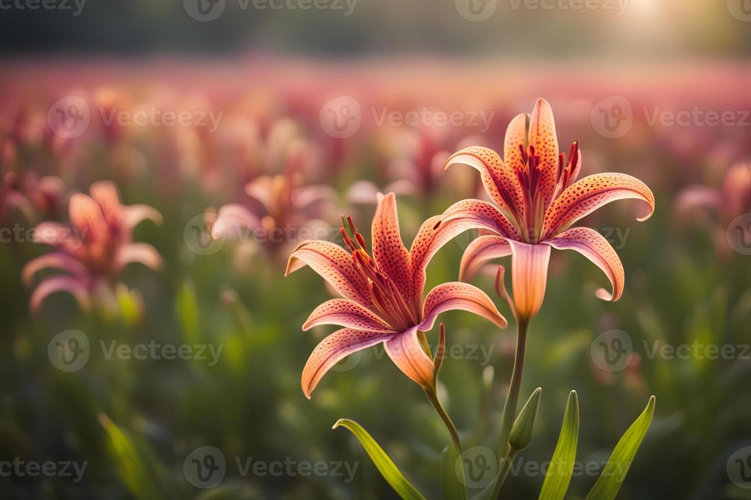 Aztec lily field bokeh background photo