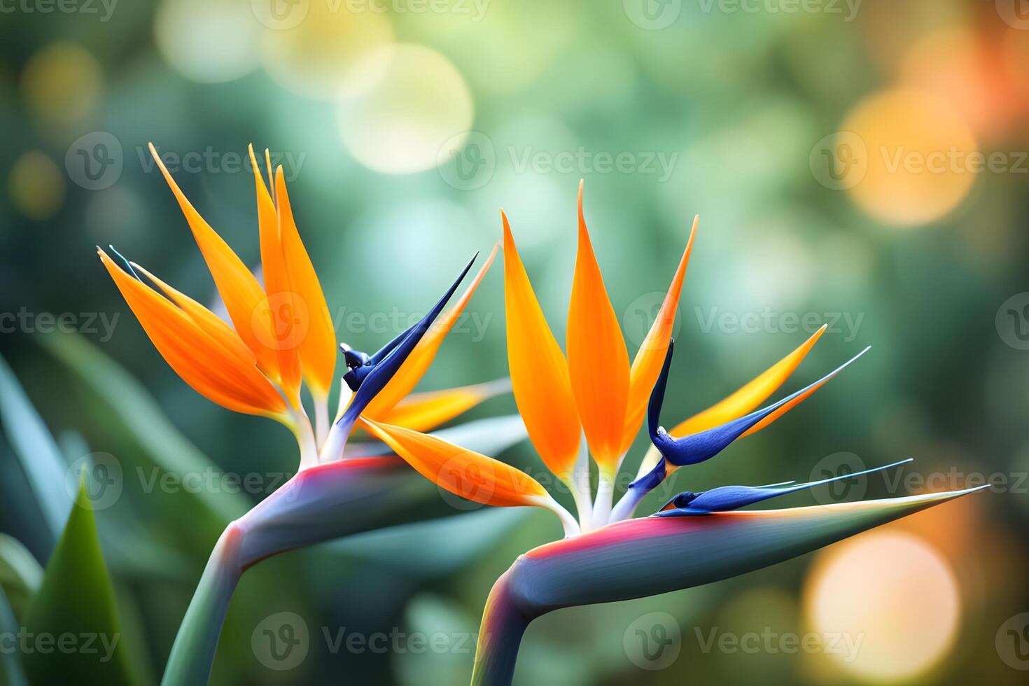 Bird of paradise flower bokeh background photo