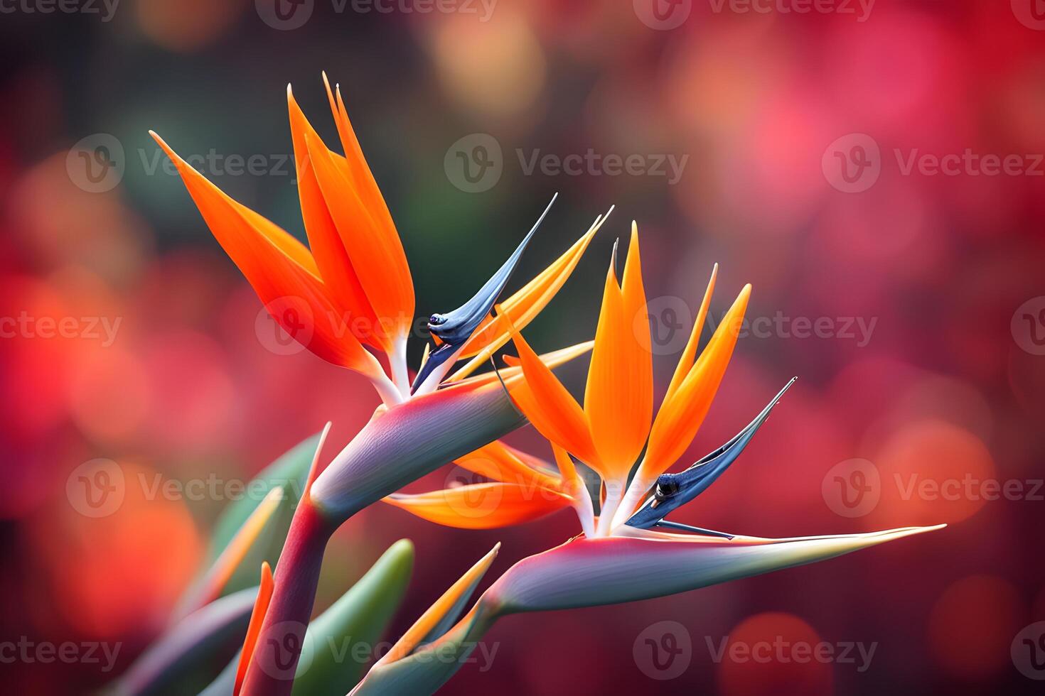 Bird of paradise flower bokeh background photo