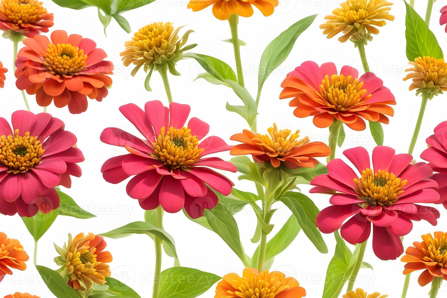 Common zinnia flowers white background photo