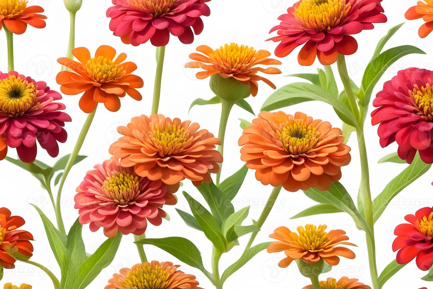 Common zinnia flowers white background photo
