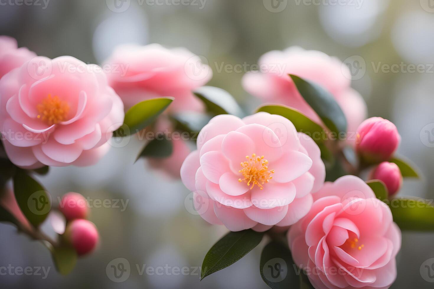 Camellia flowers bokeh background photo