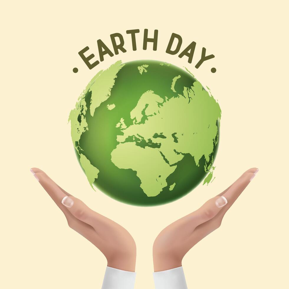 Save the planet. Hands holding globe earth. Earth Day concept. Earth Day illustration for poster, banner, print, web. Modern cartoon flat-style illustration. vector