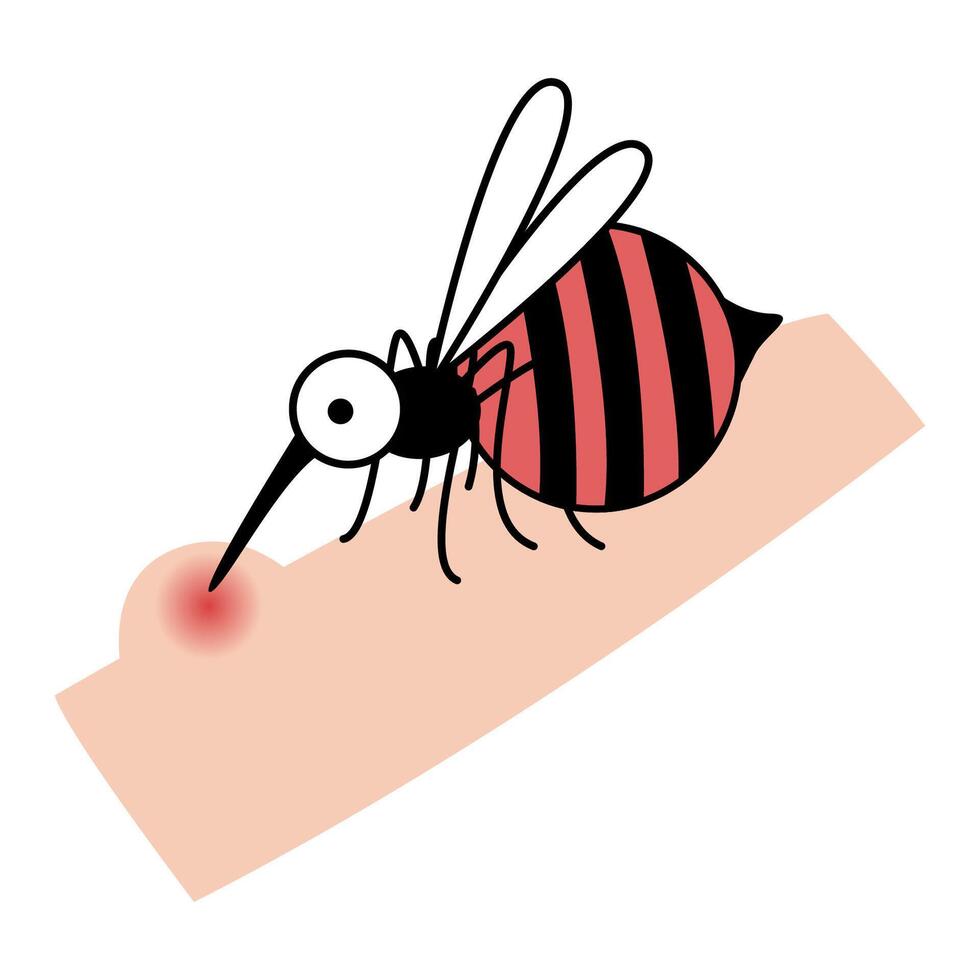 mosquito carrier of dengue fever disease. mosquito bite with allergy rash vector