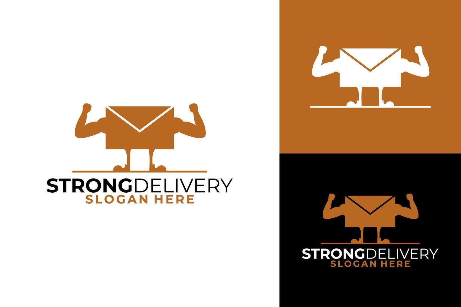Strong Bodybuilder Envelope Deliveri Logo Design vector