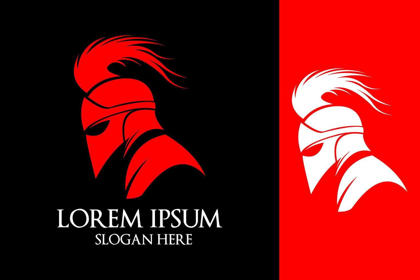 Red Warrior Helmet Logo Design vector