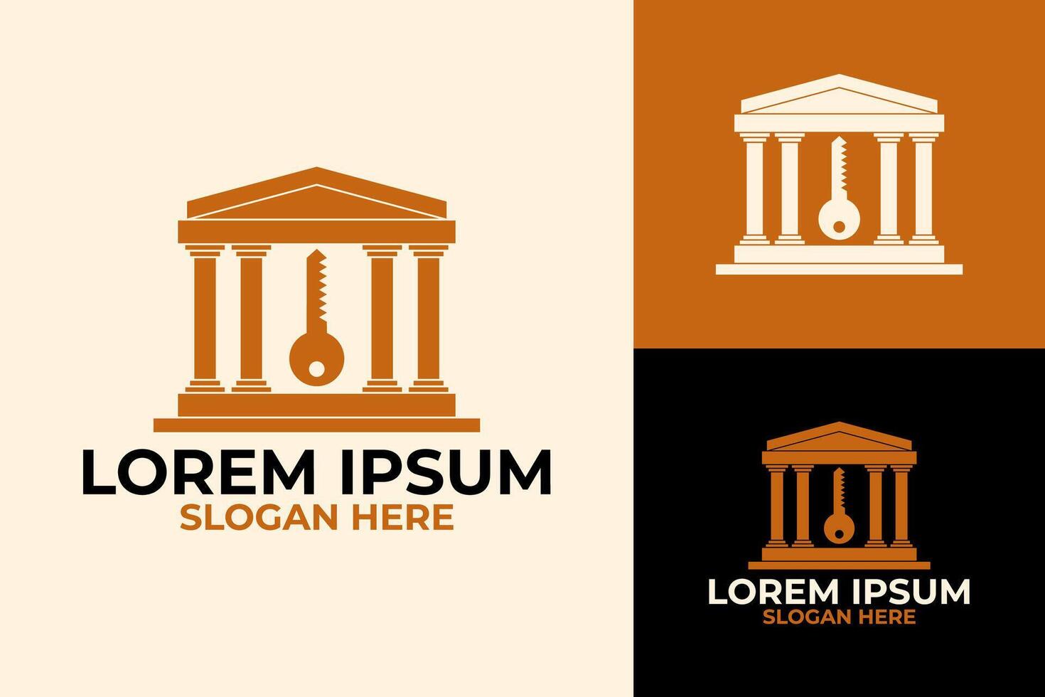 Court Law Key Logo Design vector