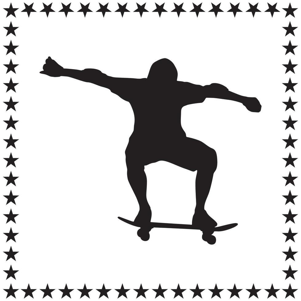 Skateboarding Silhouette illustration, Skateboarding Silhouette, Skateboarding Silhouette art on white background vector