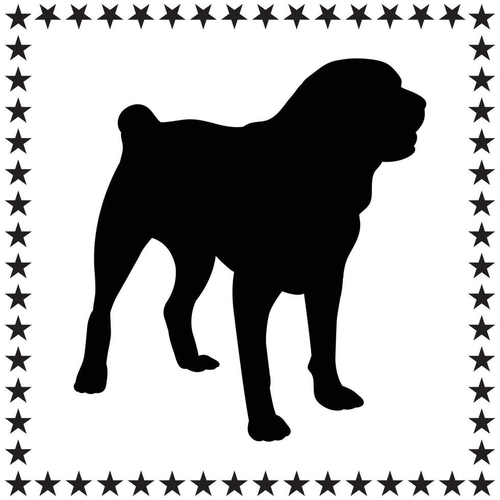 Dog Silhouette illustration, shepherd Silhouette, Dog Silhouette art on white background vector