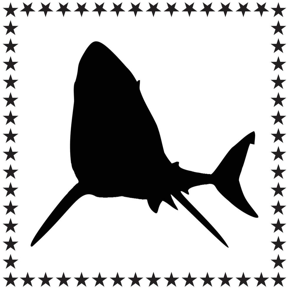 Shark Silhouette illustration, Shark Silhouette, Shark Silhouette art on white background vector