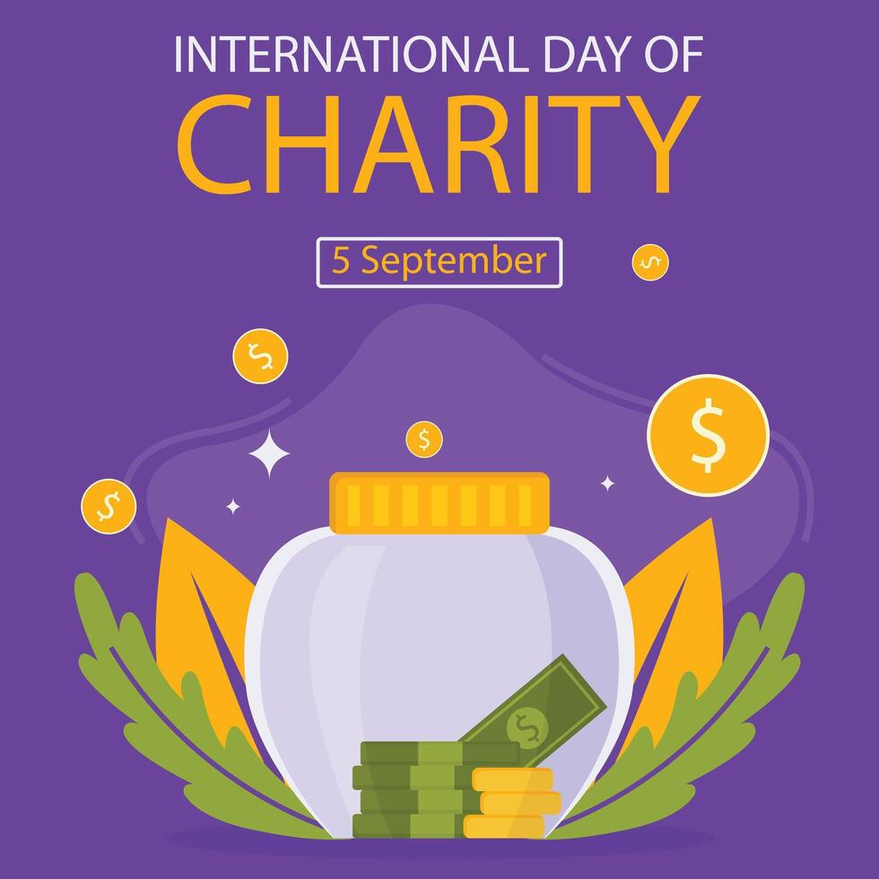 illustration graphic of jar filled with donation money, perfect for international day, international day of charity, celebrate, greeting card, etc. vector