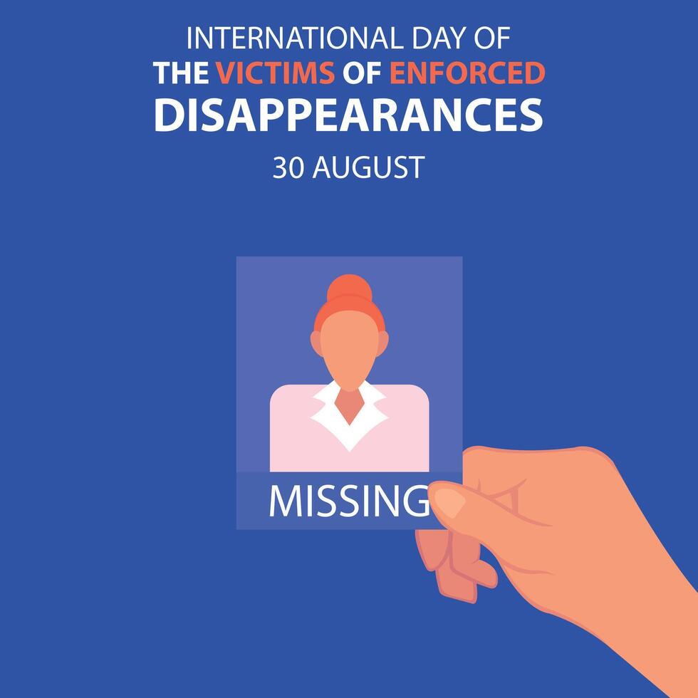 illustration graphic of hand holding a photo of a woman, perfect for international day, the victim of enforced, disappearances, celebrate, greeting card, etc. vector