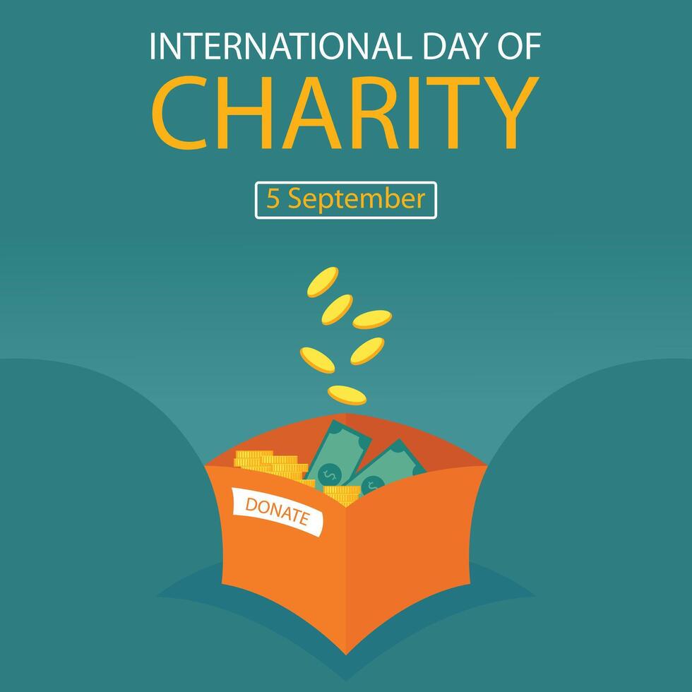 illustration graphic of stack of money in cardboard box, perfect for international day, international day of charity, celebrate, greeting card, etc. vector