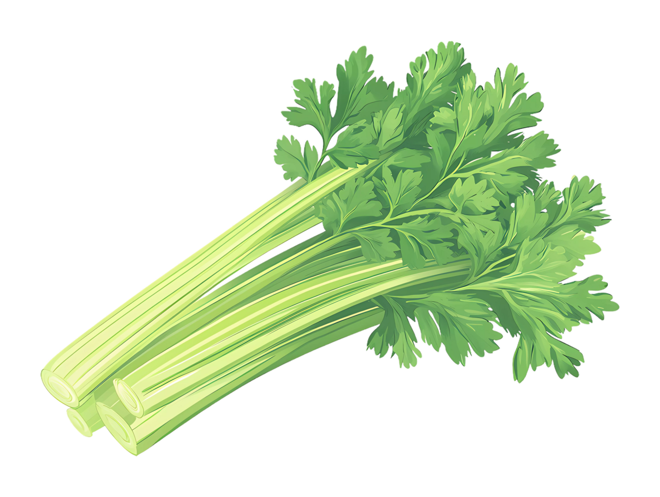 flat illustration of celery on transparent background png