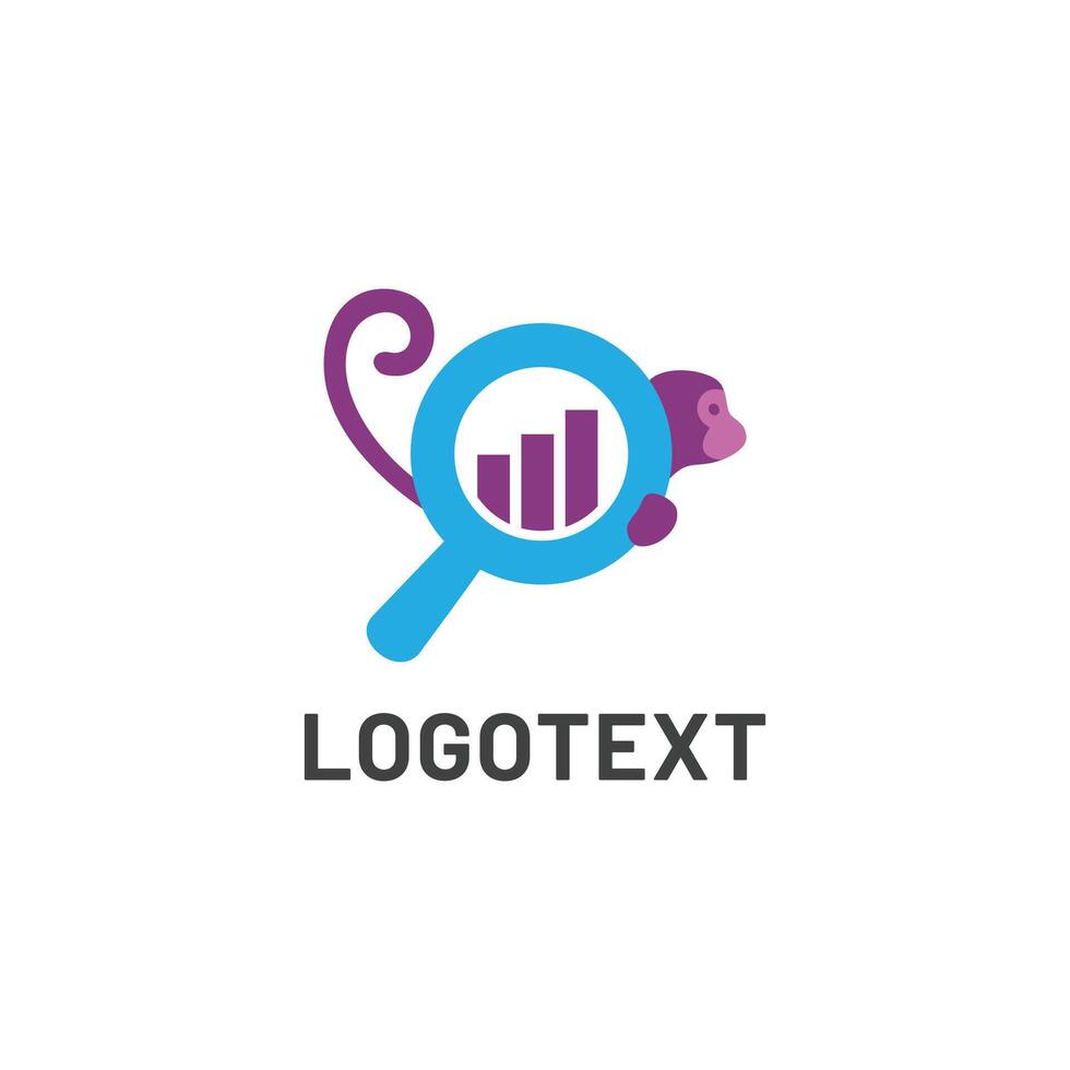Monkey with Magnifying Glass logo illustration design vector