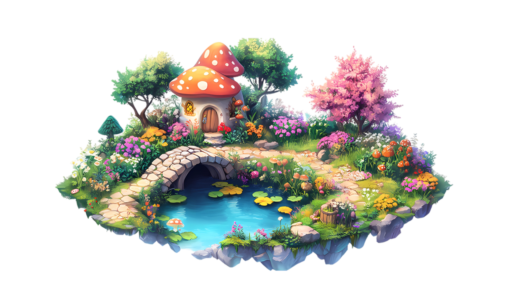 fairy garden isolated at transparent background png