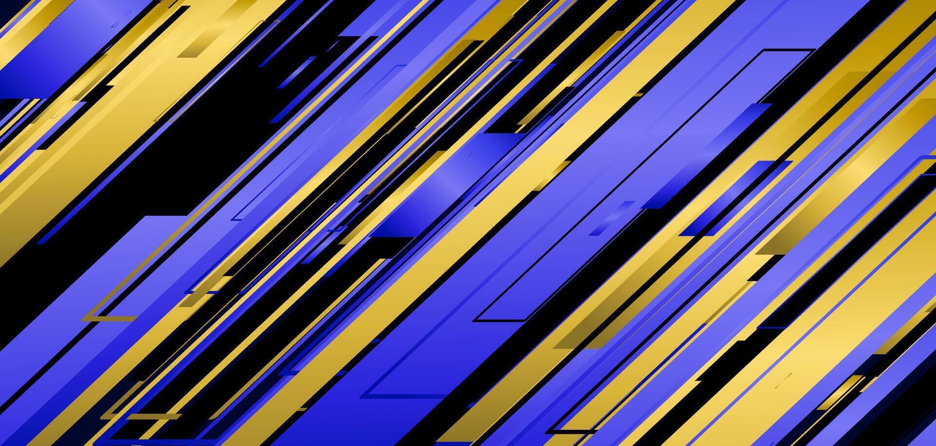 abstract elegant black background with blue and gold lines vector
