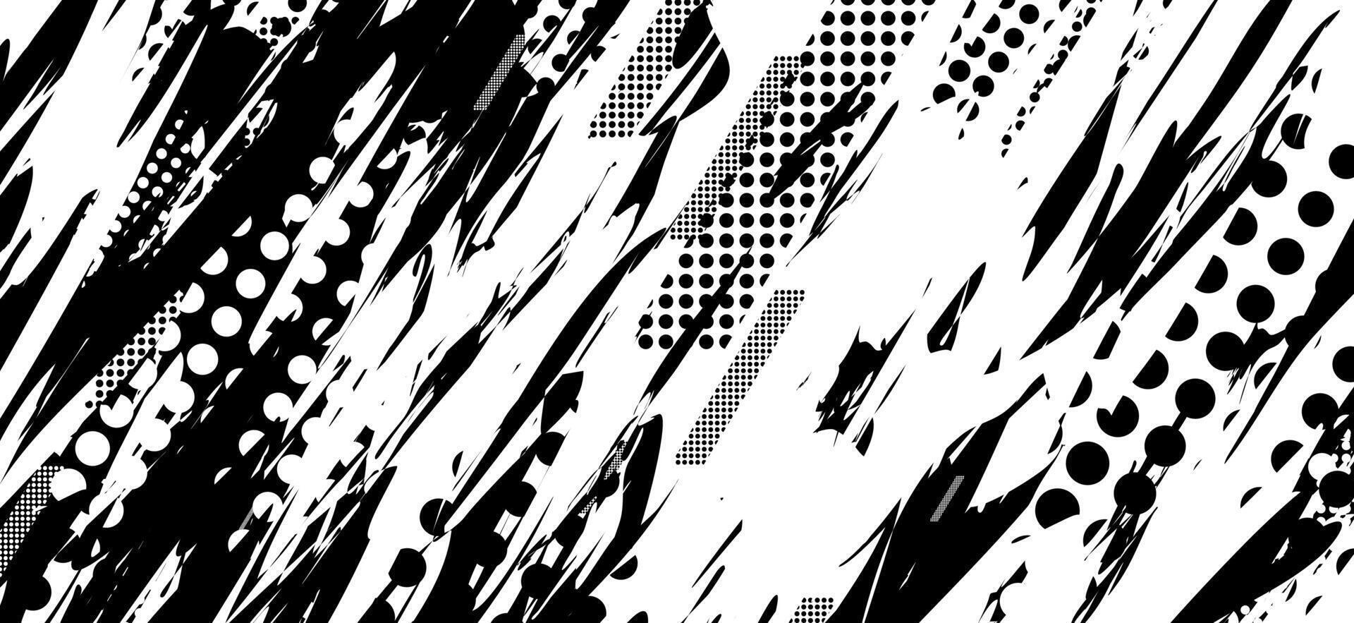 abstract black and white background with brush grunge halftone vector