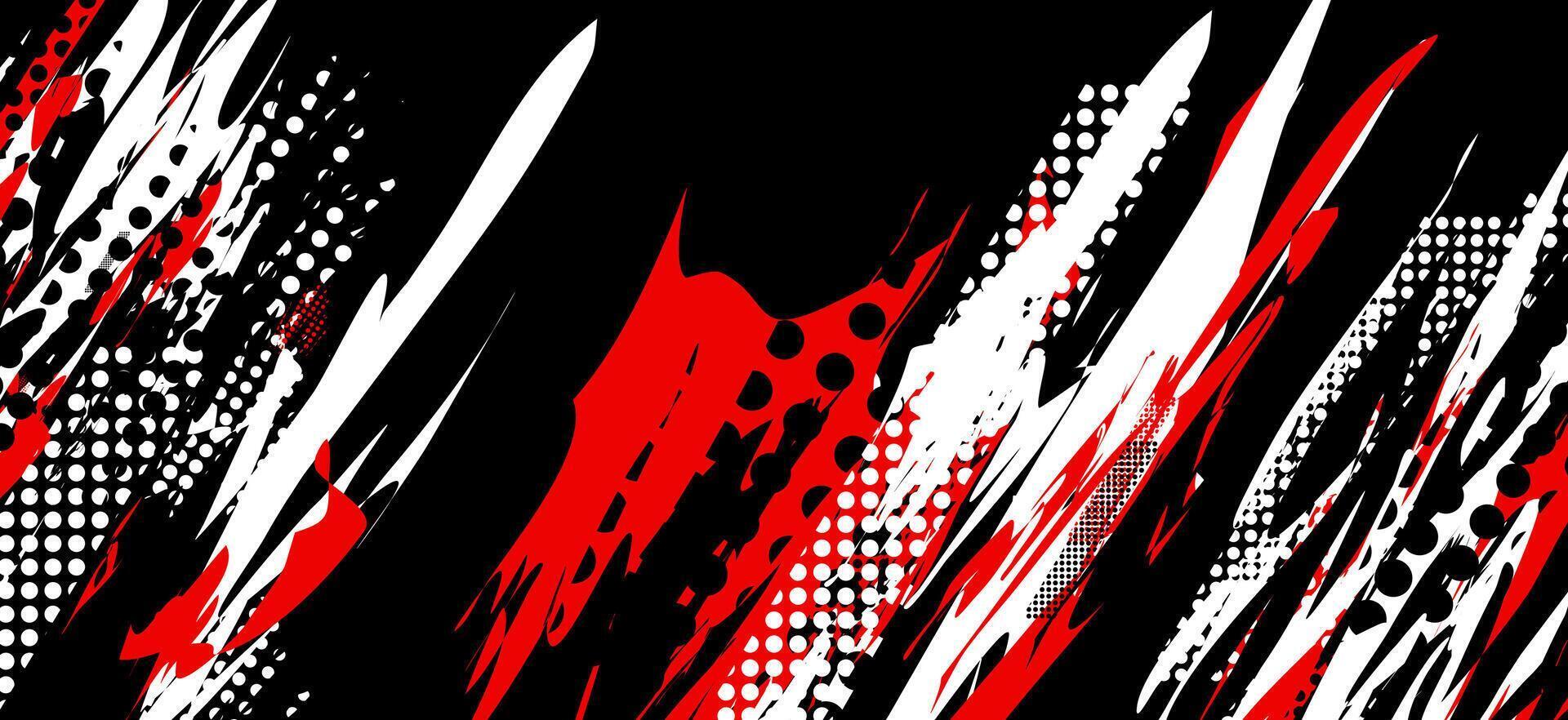 grunge halftone brush abstract background in black, white, and red vector