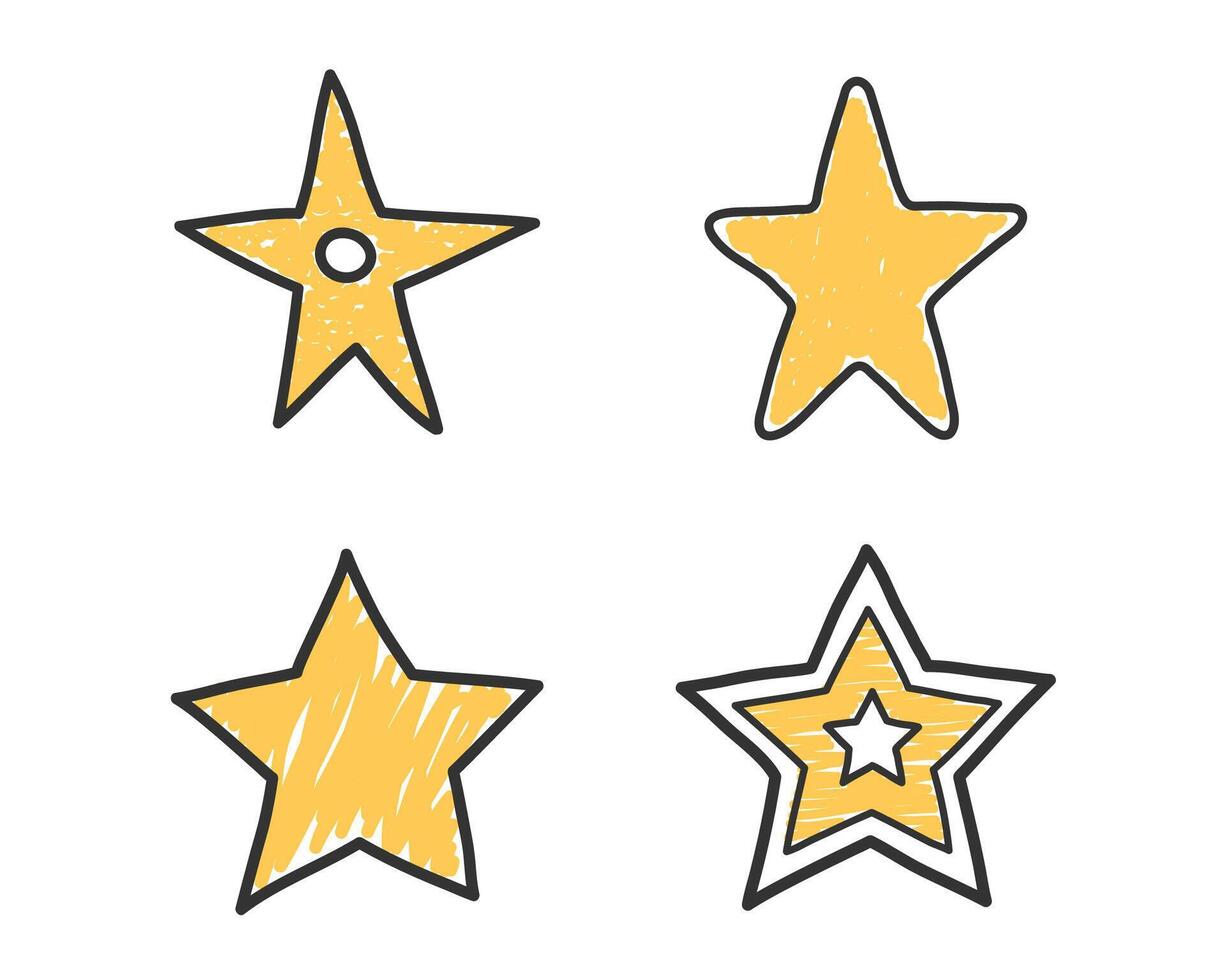 Hand Drawn Yellow Stars vector