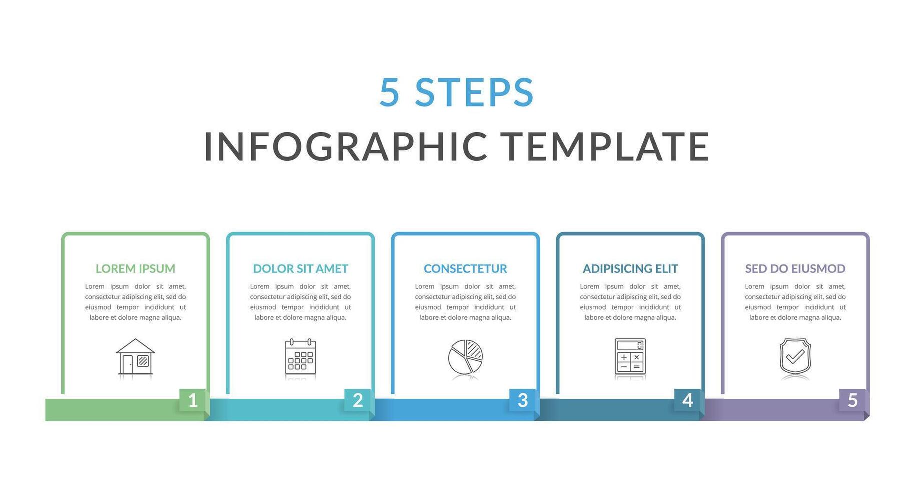 Infographic template with five elements with place for your text and icons vector