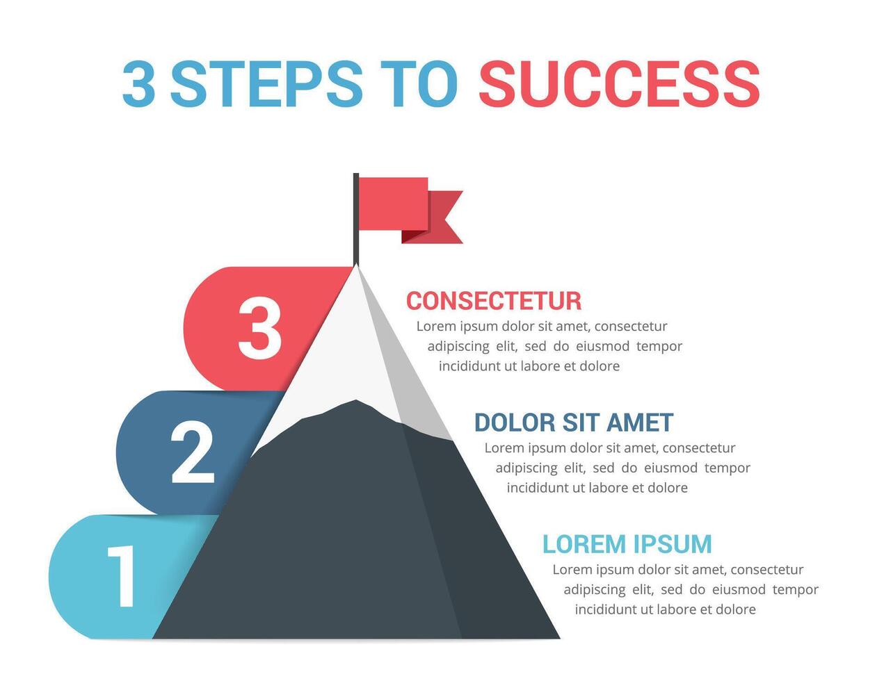 3 Steps to success, infographic template vector