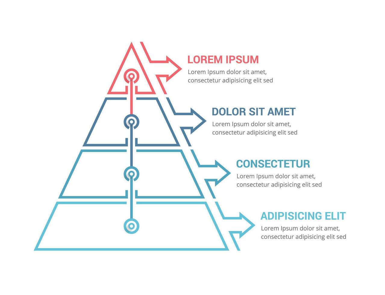 Pyramid with four elements and place for your text vector