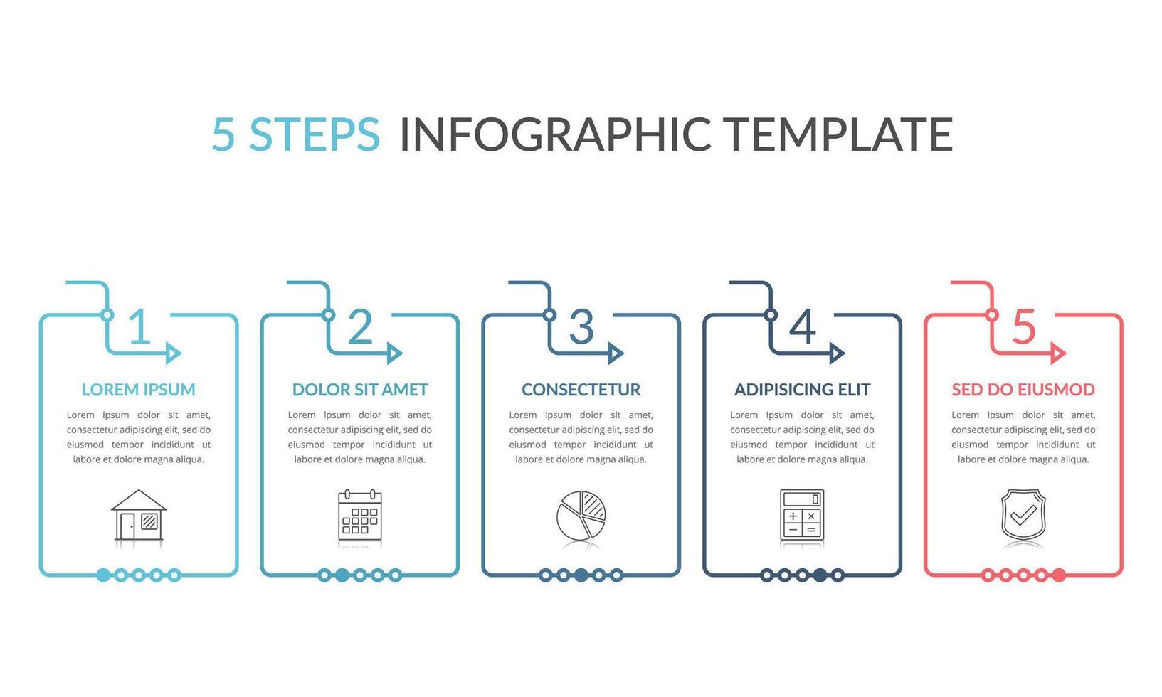 Infographic template with five elements with place for your text and icons vector