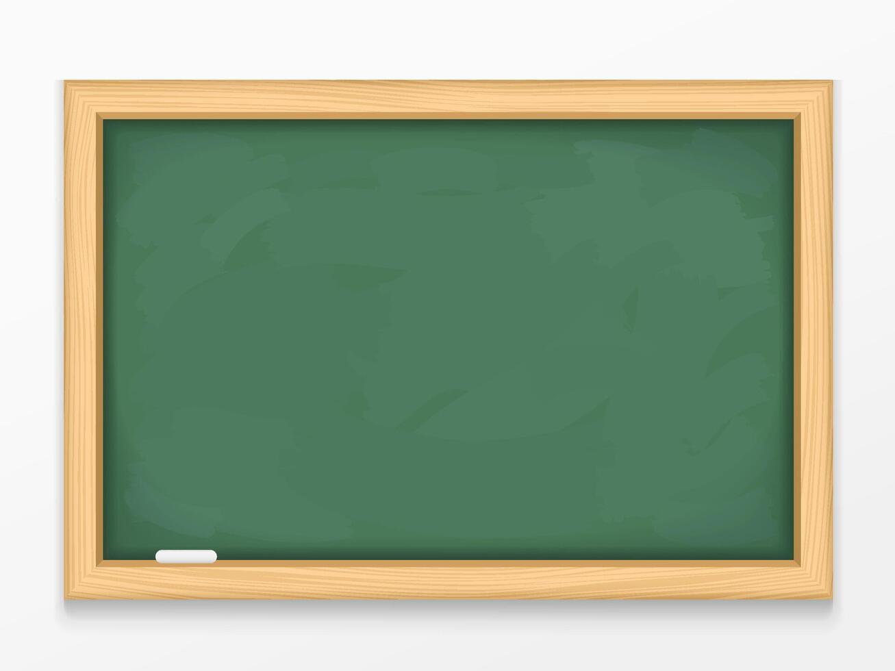 Blank green chalkboard with wooden frame vector