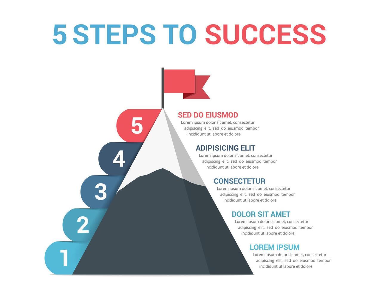 5 Steps to success, infographic template, leadership or motivation concept vector