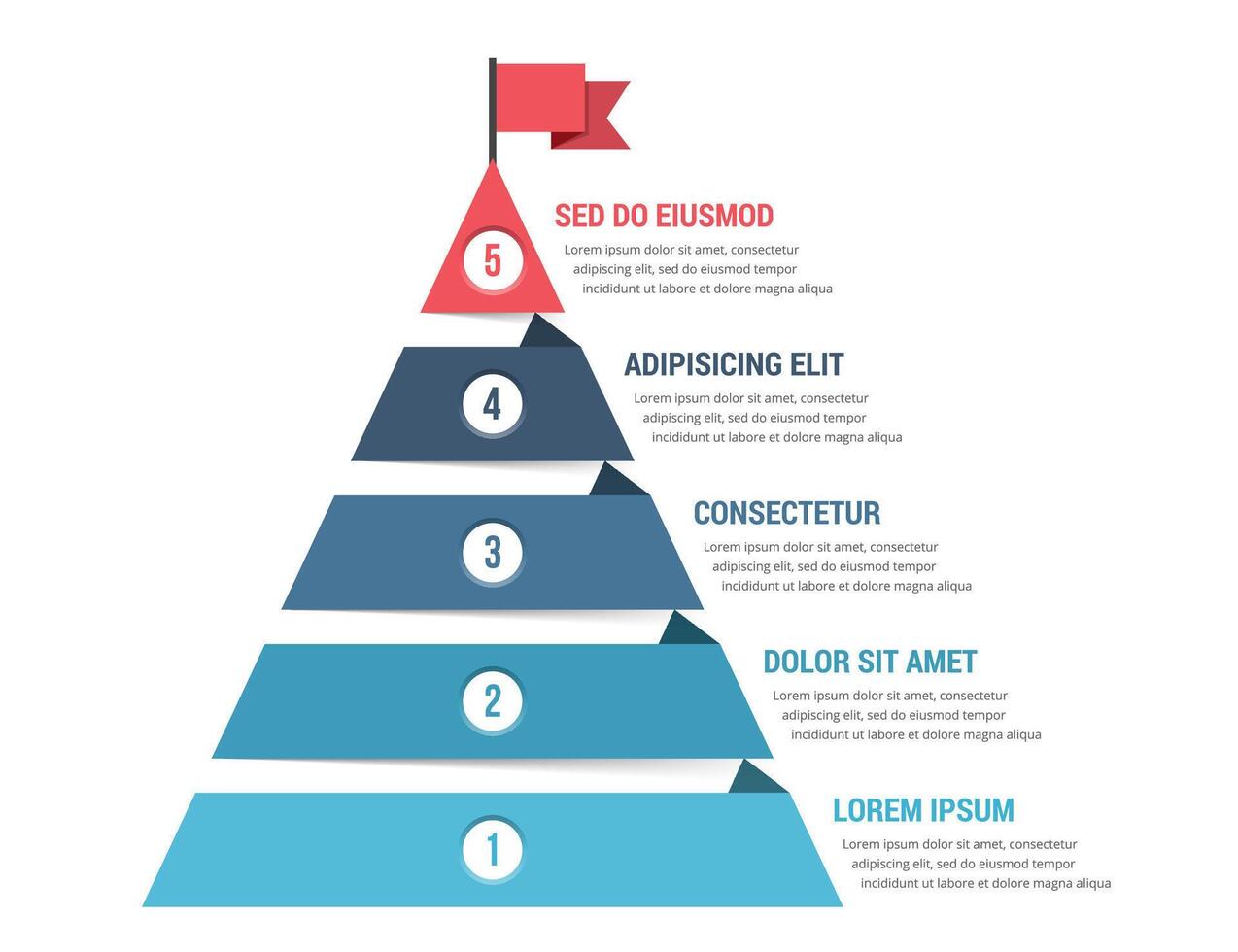 Five steps to success, infographic template, leadership or motivation concept vector