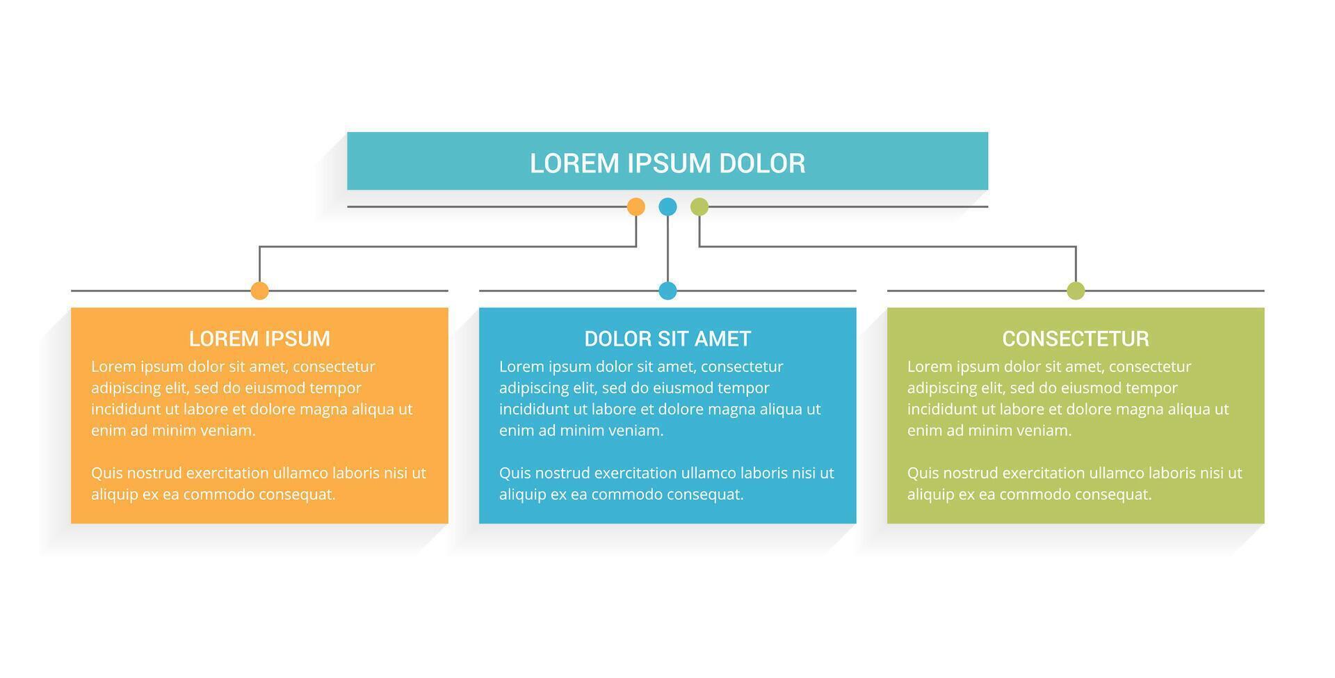 diagrama de flujo con 3 elementos para texto vector