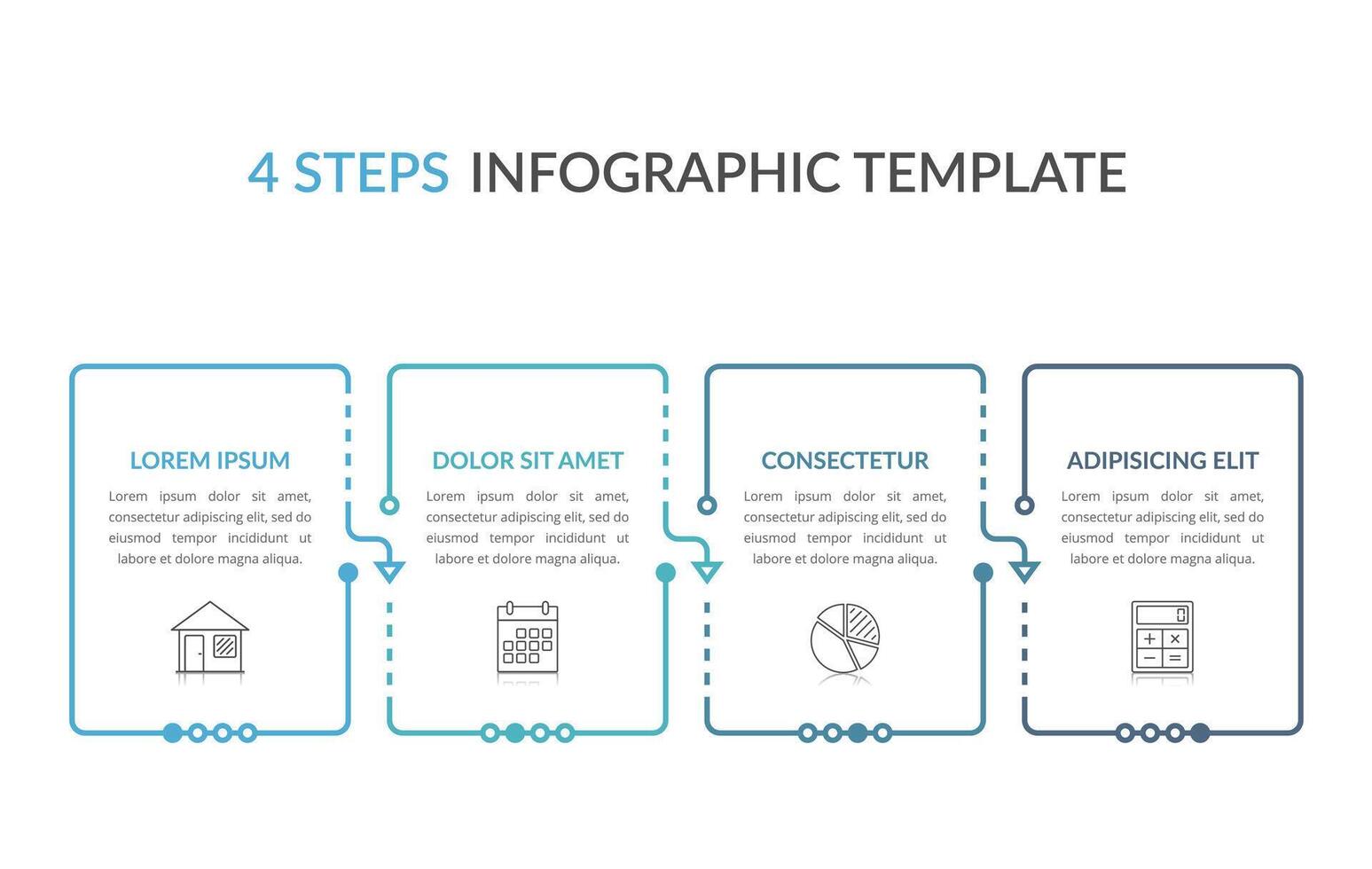 Infographic template with four elements with place for your text and icons vector