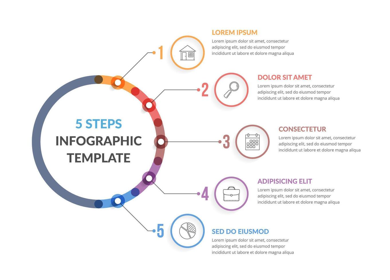 Infographic Template with Five Elements vector