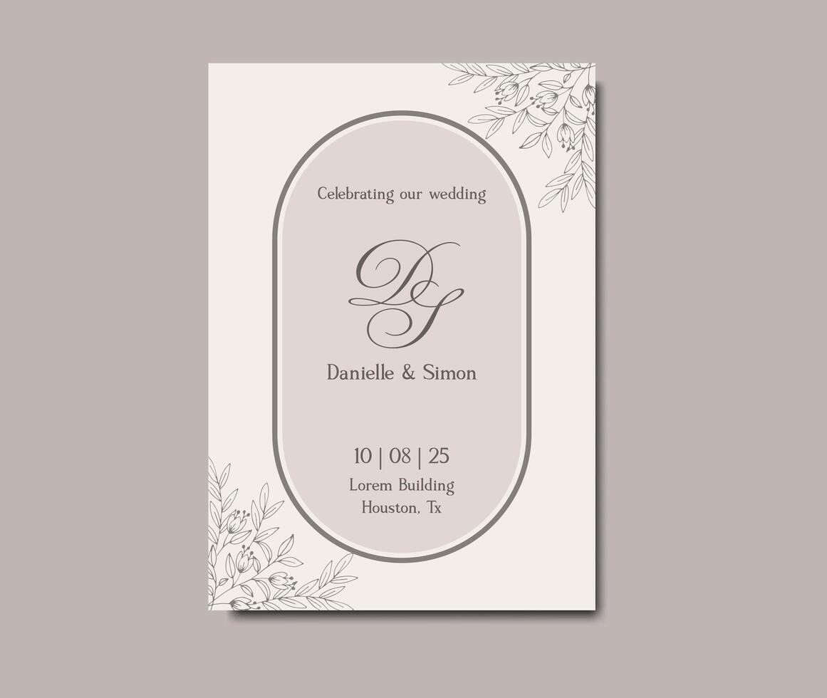 Floral Wedding Invitations Design Templates, letter paper size vector