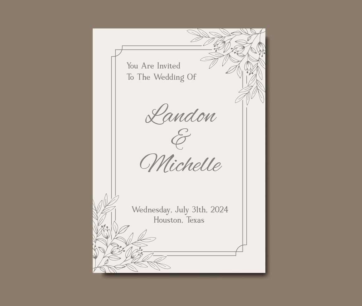 Wedding Invitation Templates with Floral Art vector