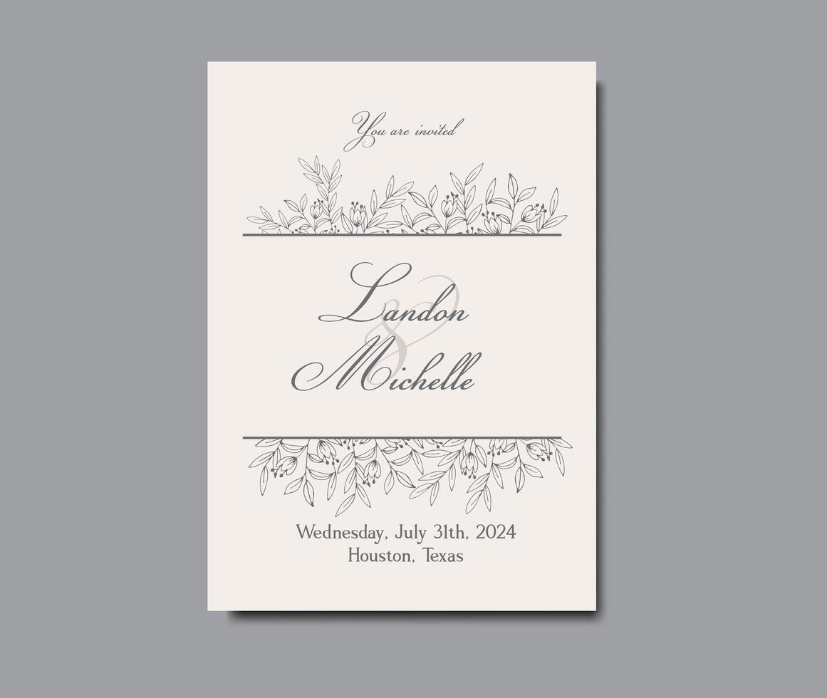 Hand Drawn Floral Themed Wedding Invitation Templates vector