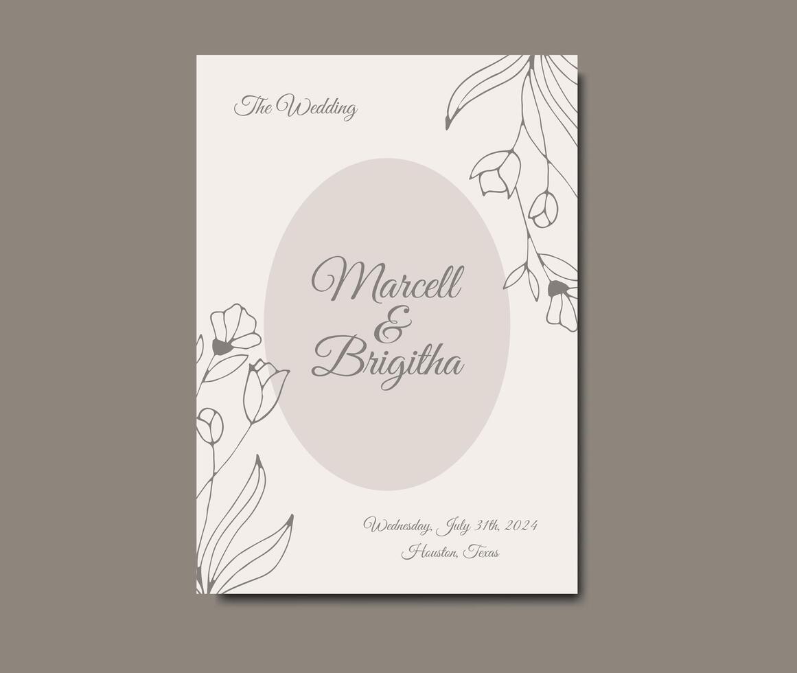 Beautiful Hand Drawn Floral Wedding Invitation Designs vector