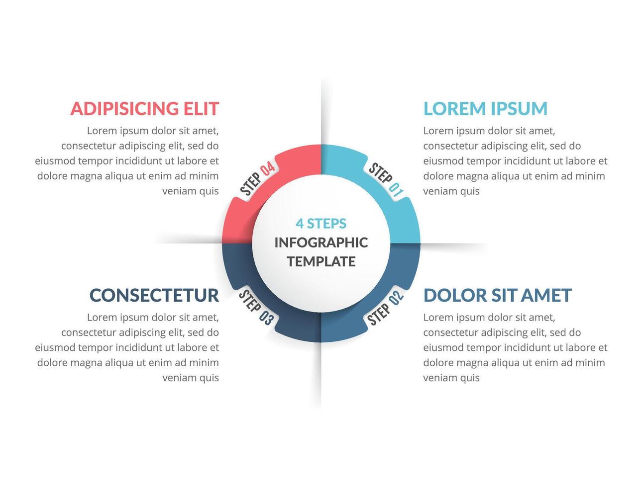 Circle diagram template with four steps or options vector